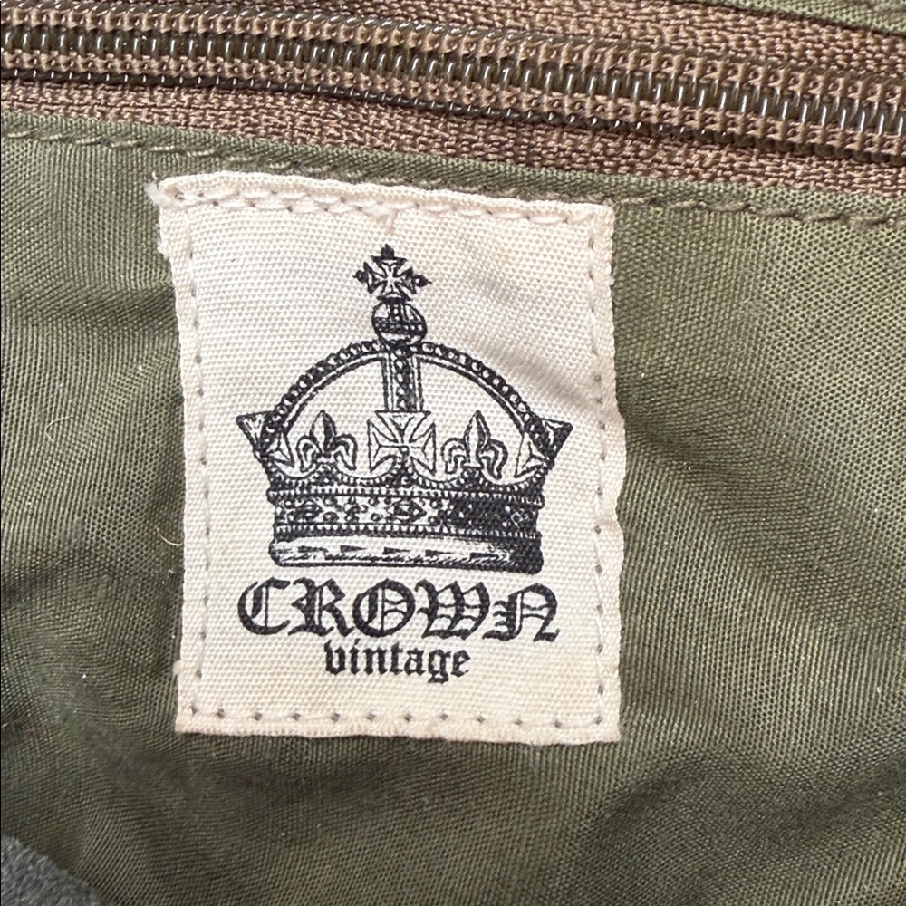 Indie Boho Gold Beaded Olive Leather/Canvas Crossbody Satchel Fringe Drawstring - Picture 2 of 14